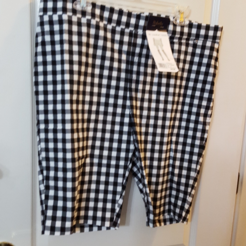 Rafaella comfort black & white check stretch Bermuda shorts size 18 New …